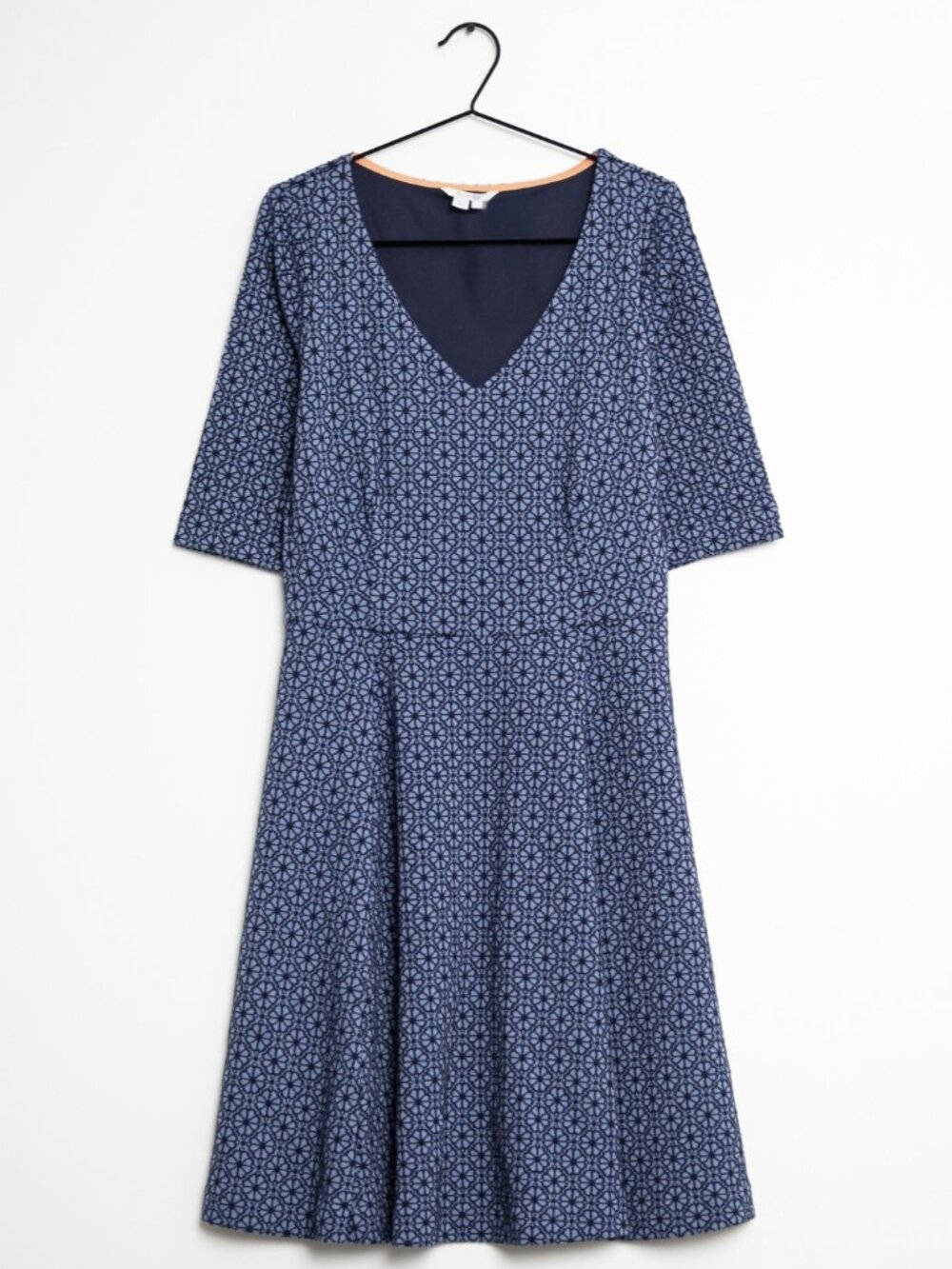 Boden A-Line Floral Jacquard Blue Pattern Dress Womens 2 Petite Side Zip